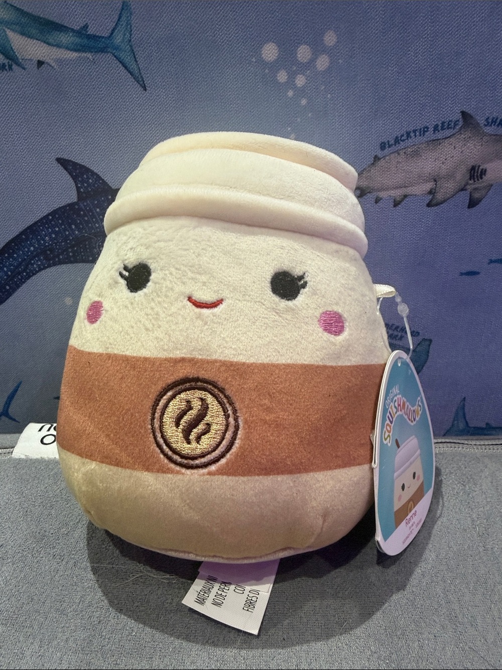 Squishmallows Cream, Brown & Pink Coffee Cup Plush